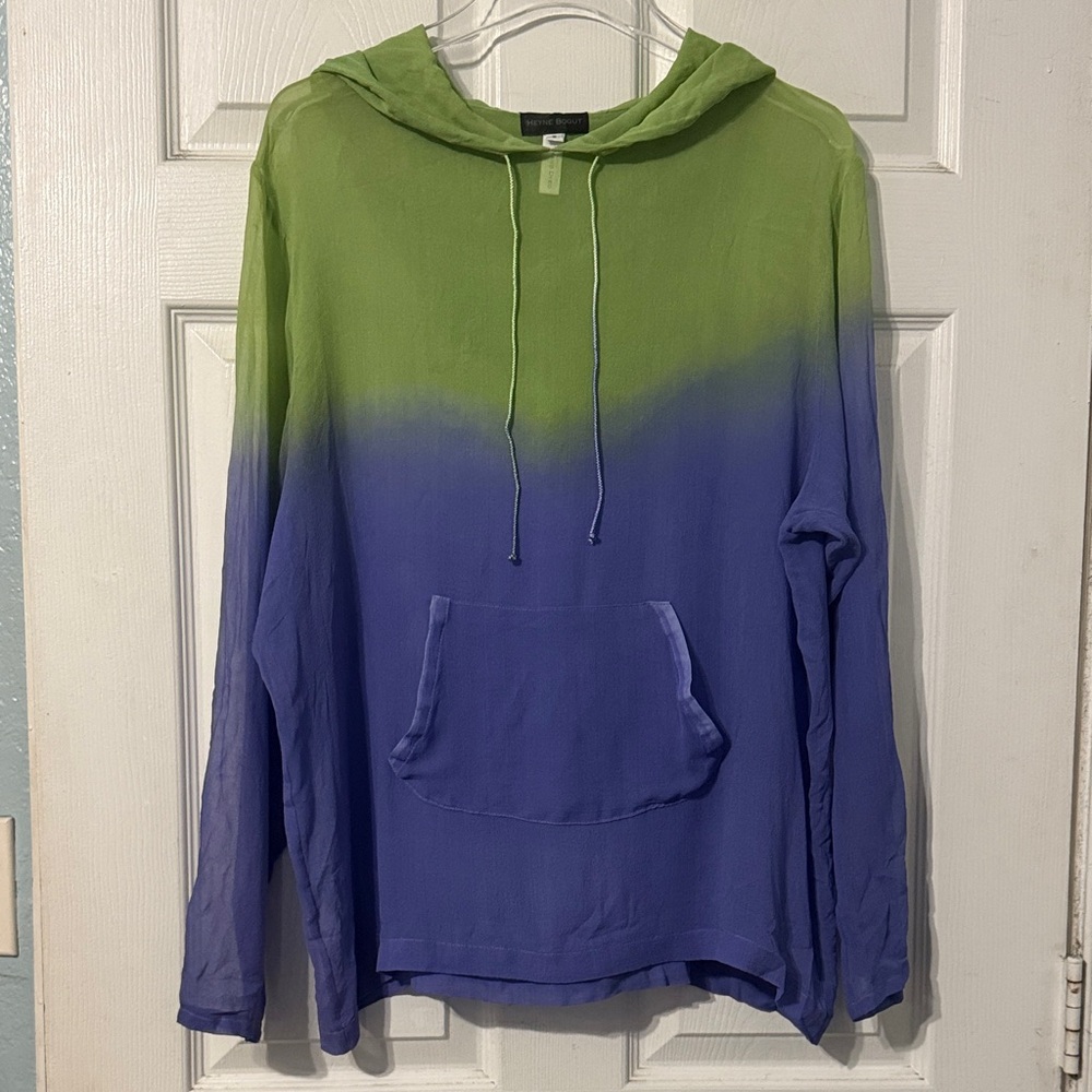Heyne Bogut Hand Dyed‎ Silk Ombre Hoodie Size Medium 2